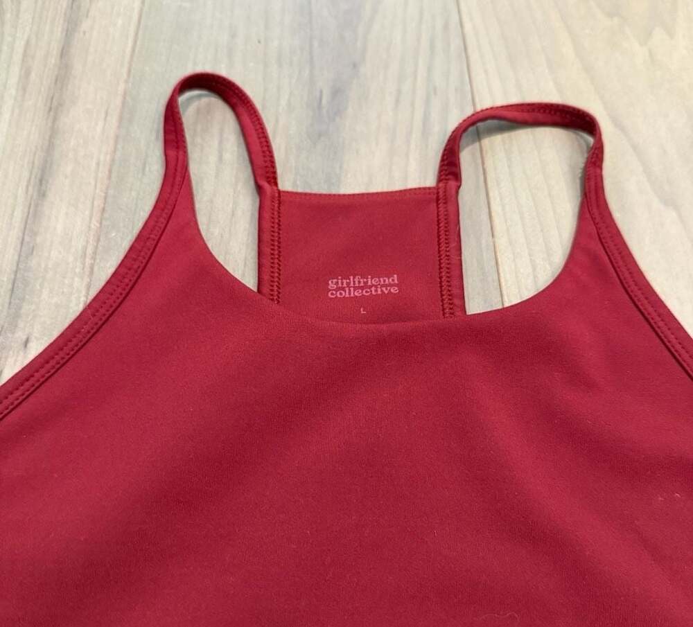 Girlfriend Collective Paloma Racerback Bra Tank Top Size L Red